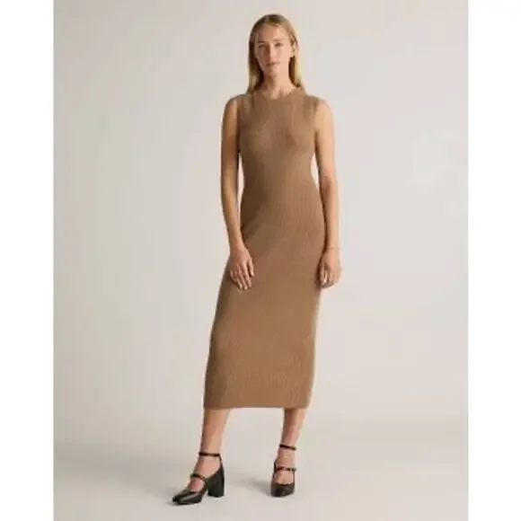 Quince | Dresses | Quince Mongolian Cashmere Sleeveless Midi Sweater Dress  Camel Beige Size L Nwt | Poshmark